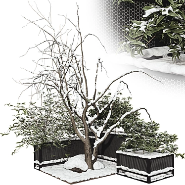 Snowy Garden Plant Set 3D 3D model image 1 