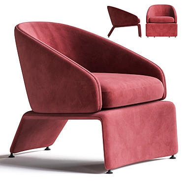 Velvet Lounge Chair, Modern Design 3D model image 1 