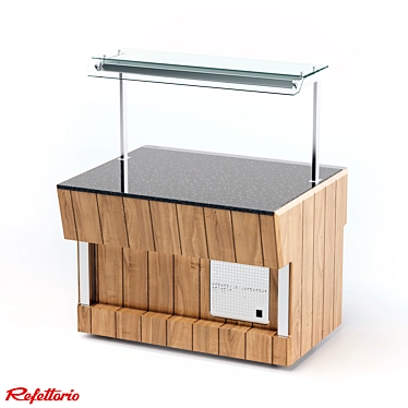 Neutral Wall Counter with Stone Top 3D model image 1 