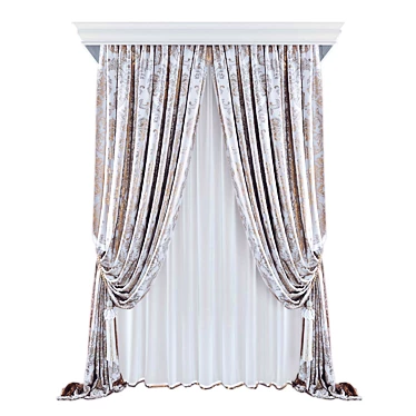 Modern Sheer Curtains Set White 3D model image 1 