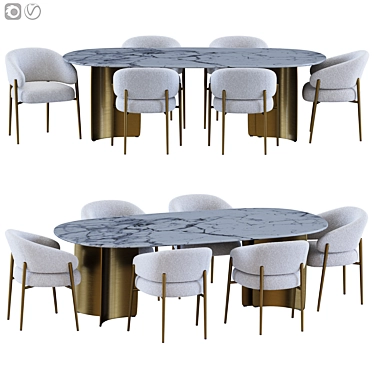 Elegant Linda Chair & Wave Table 3D model image 1 