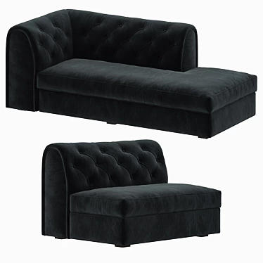Luxury Tufted Lounge Seating Solution 3D model image 1 
