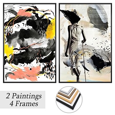 Gallery Wall Art Set with Frames 3D model image 1 