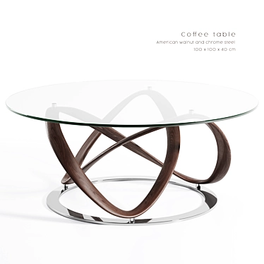 Modern Glass & Walnut Coffee Table 3D model image 1 