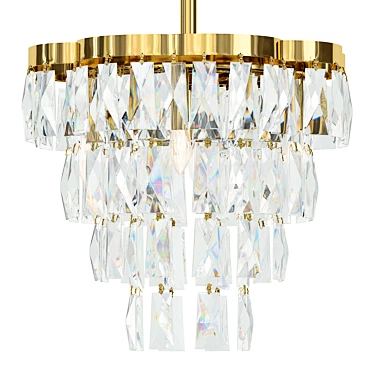 Elegant Satin Gold Crystal Chandelier 3D model image 1 