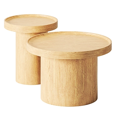 Modern Wood Side Tables Set 3D model image 1 