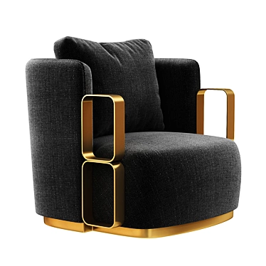 Boho Fabric Armchair with Brass Base 3D model image 1 