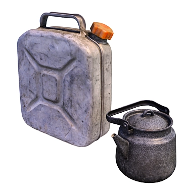 Vintage Canister & Tea Kettle 3D model image 1 