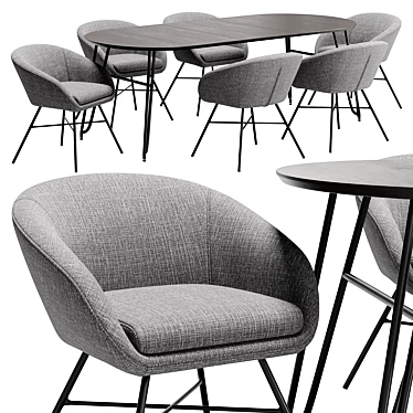 Modern Dining Chair & Table 3D model image 1 