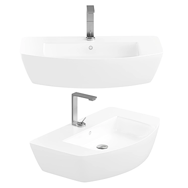 Sleek Ceramic Bathroom Sink, Modern 3D model image 1 