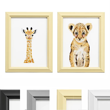 Children's Canvas Art Print Set 3D model image 1 