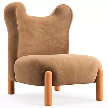 Cozy Sherpa Bear Kids Chair 3D model image 1 
