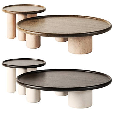 Modern Concrete Wood Coffee Table 3D model image 1 