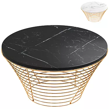 Marble and Gold Coffee Table 3D model image 1 