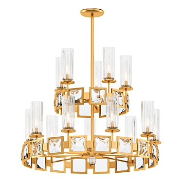 Elegant Gold Tiered Chandelier 3D model image 1 