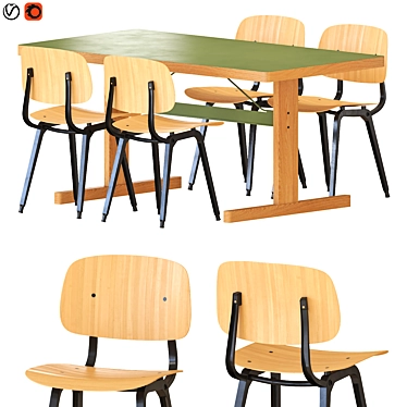 Modern Dining Set: Passerelle Table & Revolt Chair 3D model image 1 