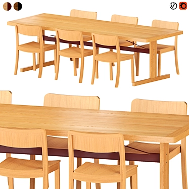 Modern Passerelle Dining Table Set 3D model image 1 
