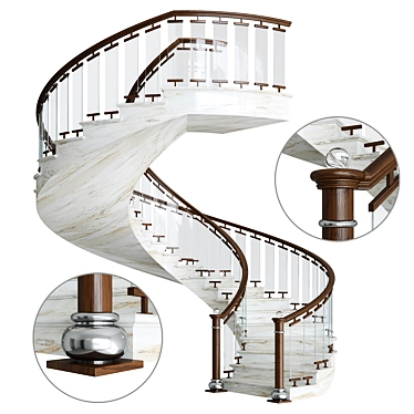 Modern Metal Glass Spiral Staircase 3D model image 1 