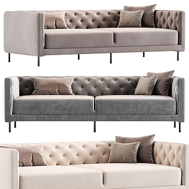 Luxurious Savile Leather Tufted Sofa 3D model image 1 