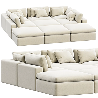 Navy Dream Sectional Sofa Set 3D model image 1 