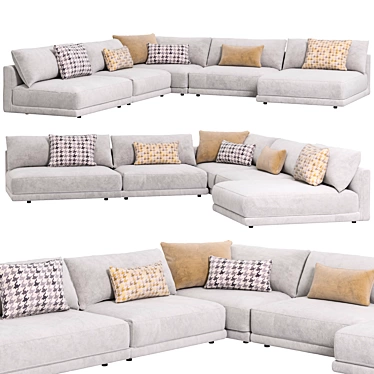 Contemporary Corner Couch Sofa Set 3D model image 1 