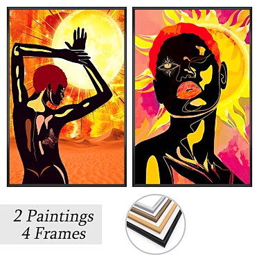 Modern Art Set with Frames 3D model image 1 