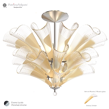 Elegant Petali 24K Gold Chandelier 3D model image 1 