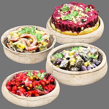 Assorted Veggie Salads Kit 3D model image 1 