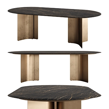 Sleek Oval Marble Dining Table 3D model image 1 
