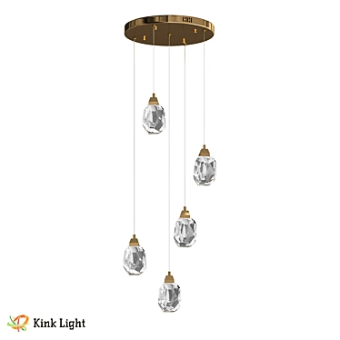 Gold Pendant Chandelier with LEDs 3D model image 1 