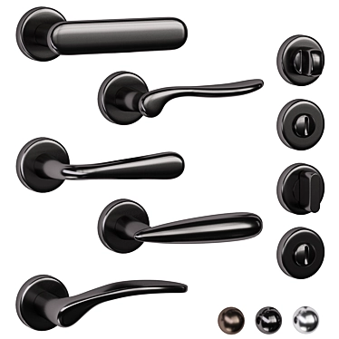 Olivari Door Handles Set, Multiple Finishes 3D model image 1 