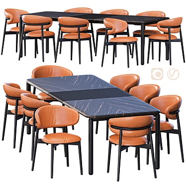 Modern Dining Set Spiga Oleandro 3D model image 1 