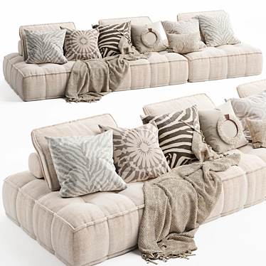 Natural Uniqwa Collins 3-Seater Sofa 3D model image 1 