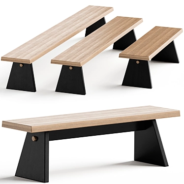 CRUSO JUNE Oak Bench Collection 3D model image 1 