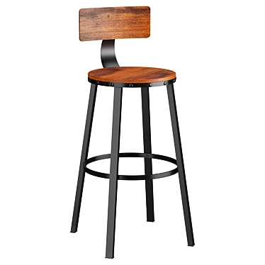 Modern Backrest Kitchen Bar Stools 3D model image 1 