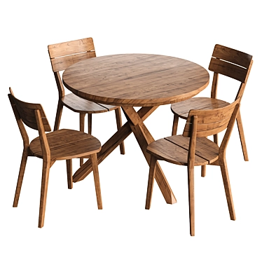 Teak Xono 100 & Artisan Dining Set 3D model image 1 