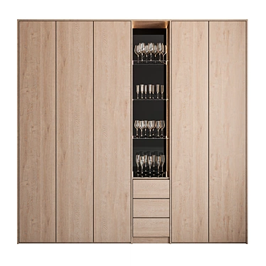 Kitchen Glass Cabinet Set 3D model image 1 