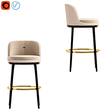 Hicks Bar Stool: Leather Comfort 3D model image 1 