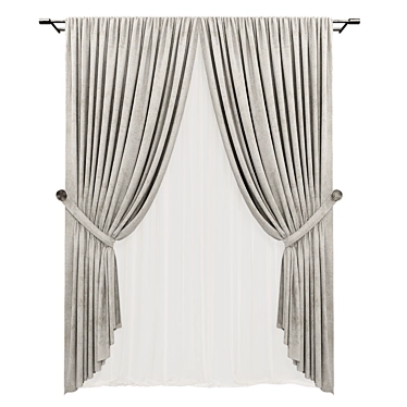 Polyester Curtain Panel Set 3D model image 1 