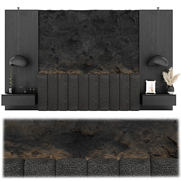 Modern Stone Headboard Set 3D model image 1 