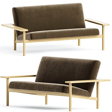Designer Kinoko 2-Seater Sofa 3D model image 1 