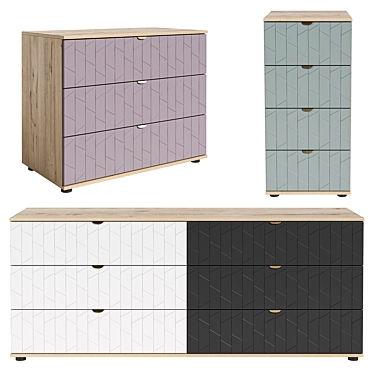 Monblan Angle Set of Dressers 3D model image 1 