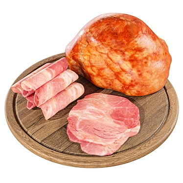 Bacon Model with Cutting Board 3D model image 1 