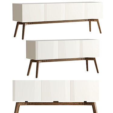 Modern White Lacquer Credenza Design 3D model image 1 