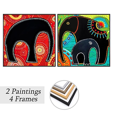 Artwork Set with Multiple Frames 3D model image 1 