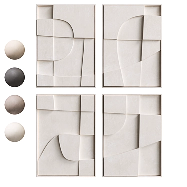 Artistic Quartet Wall Relief Sculptures 3D model image 1 