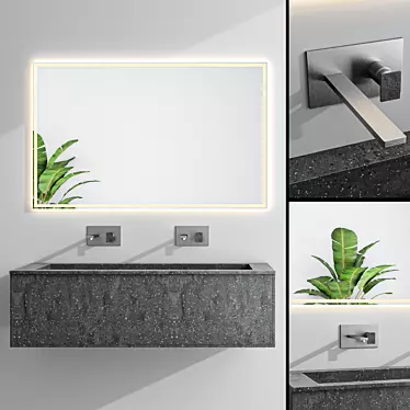 Carbon Aggregate Bathroom Furniture Set 3D model image 1 