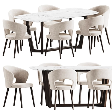 Velvet Upholstered Dining Set 201 3D model image 1 