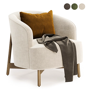 Elegant Copine Fabric Armchair: 3 Color Choices 3D model image 1 