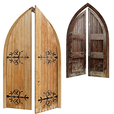 Gothic Quadro Wooden Door 300cm 3D model image 1 